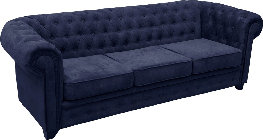 XXXLutz SEDAČKA CHESTERFIELD, drevo, textil, kompozitné drevo, modrá MID.YOU - Sedačky - 000694009810