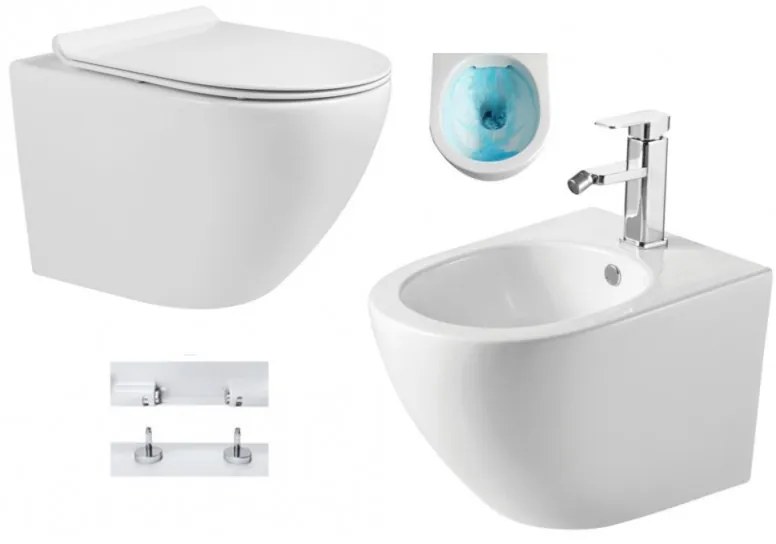 Súprava WC misy Mexen LENA SLIM RIMLESS + bidet biela