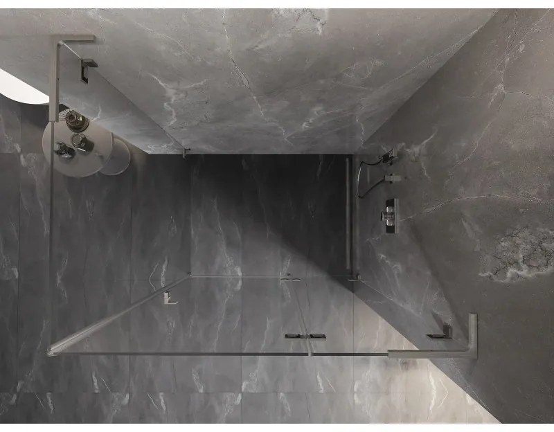 Mexen Lunar, L výklopný sprchový kút pravý 100 x 80 cm, 8mm číre sklo, oceľový profil, 834L-100-080-97-00-P