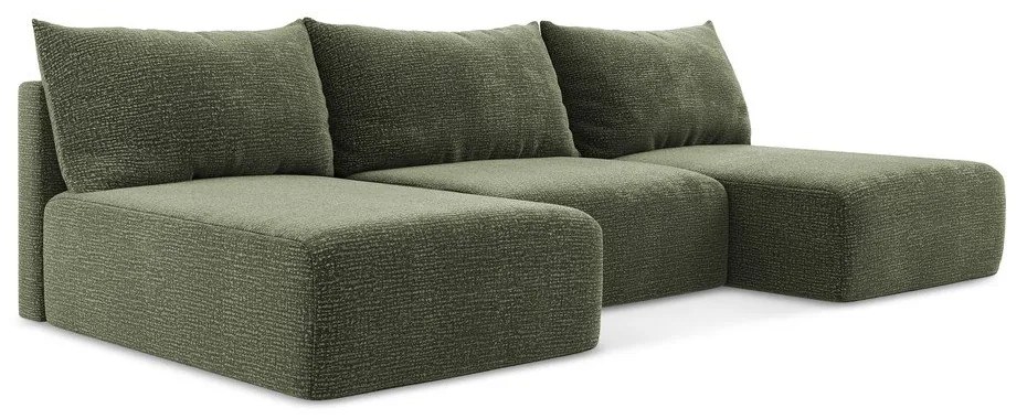 Zelená rozkladacia/s úložným priestorom rohová pohovka Kalena – Makamii