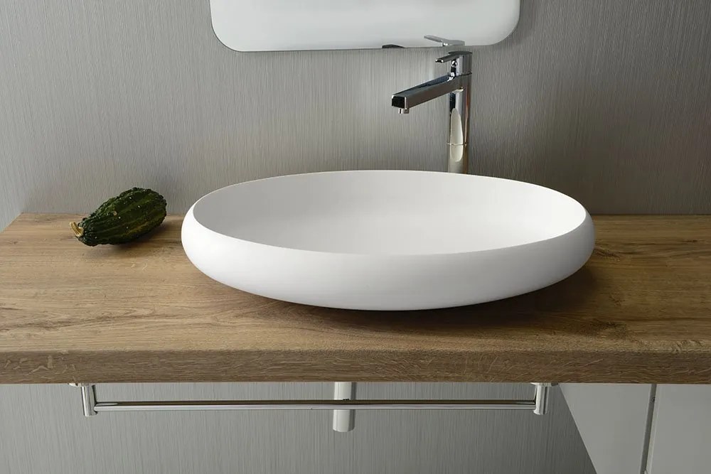 Sapho Sapho, THIN oválne umývadlo 600x400x112mm, na dosku, matná biela, WN213