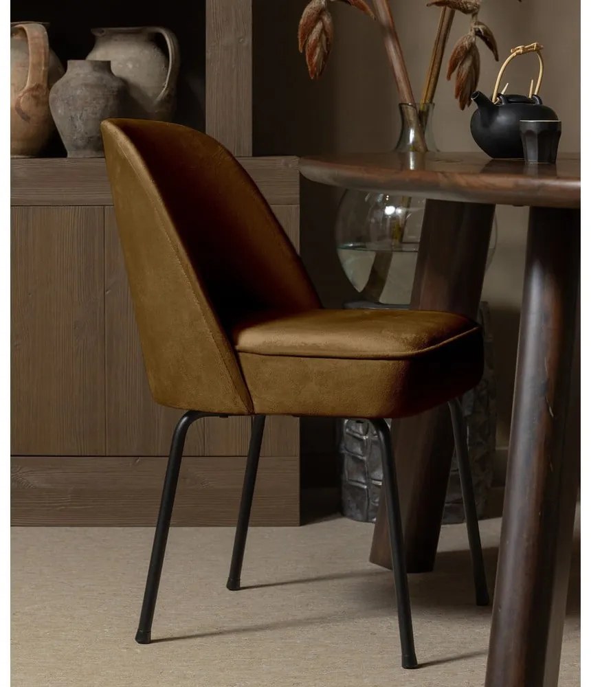 Zamatové jedálenské stoličky v súprave 2 ks v horčicovej farbe Vogue – WOOOD