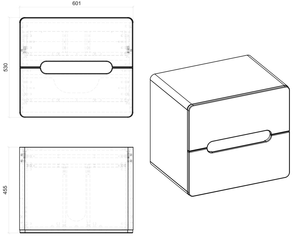 Kúpeľňová závesná skrinka pod umývadlo na dosku BÁRA 60 cm