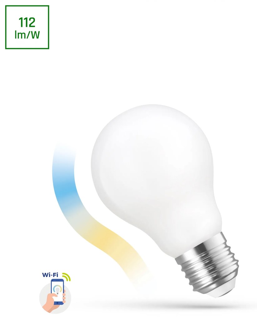 Inteligentná LED žiarovka GLS 5W E-27 CCT COG Milky s premenlivou farbou svetla