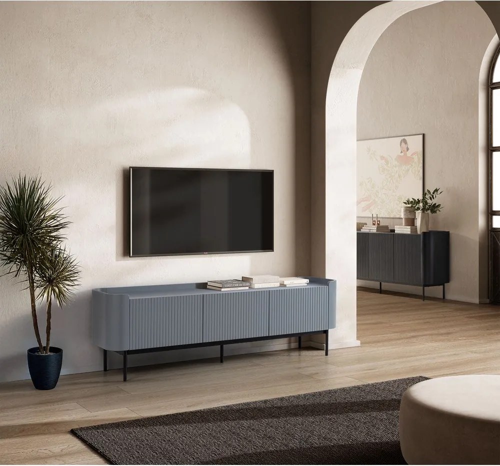 Sivomodrý TV stolík 180x55x40 cm Willa – MOME
