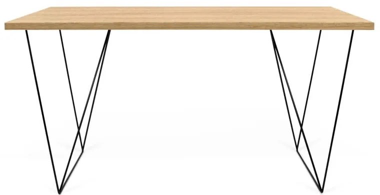 Pracovný stôl v dekore dubového dreva s čiernymi nohami TemaHome Flow, 140 x 75 cm
