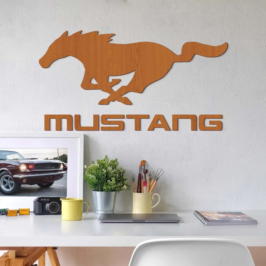 DUBLEZ | Drevený znak auta - Logo Mustang | Obraz