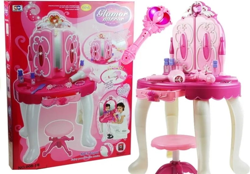 LEAN Toys Toaletný stolík pre princeznú so svetlom, zvukmi a MP3 vstupom
