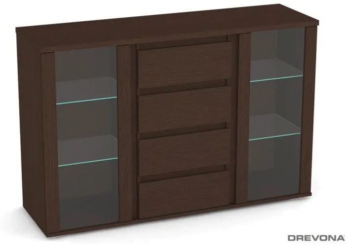 komoda REA AMY 10, so sklom, dub vicenza