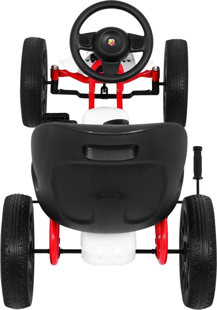 Ramiz ABARTH pedálová motokára pre deti Biela + EVA kolesá + Ručná brzda + Voľnobeh