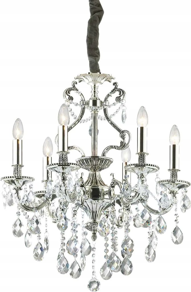 Závesný luster Ideal Lux Gioconda SP6 E14 antické striebro 620mm