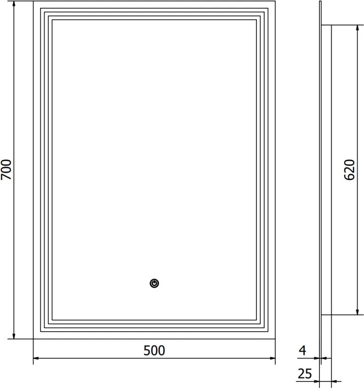 Mexen Taco, LED kúpeľňové zrkadlo s podsvietením 50x70 cm, 6000K, ochrana proti zahmlievaniu, 9805-050-070-611-00