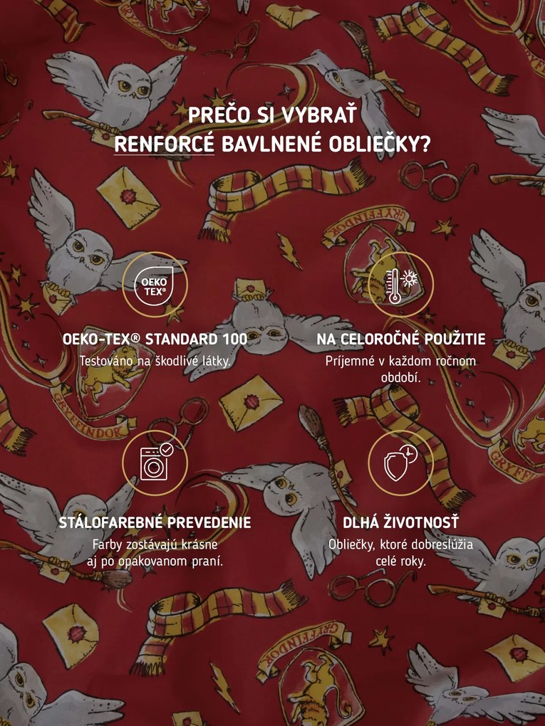Bavlnené obliečky Renforcé - Chrabromil tmavo červené 140 × 200 cm, 70 x 90 cm
