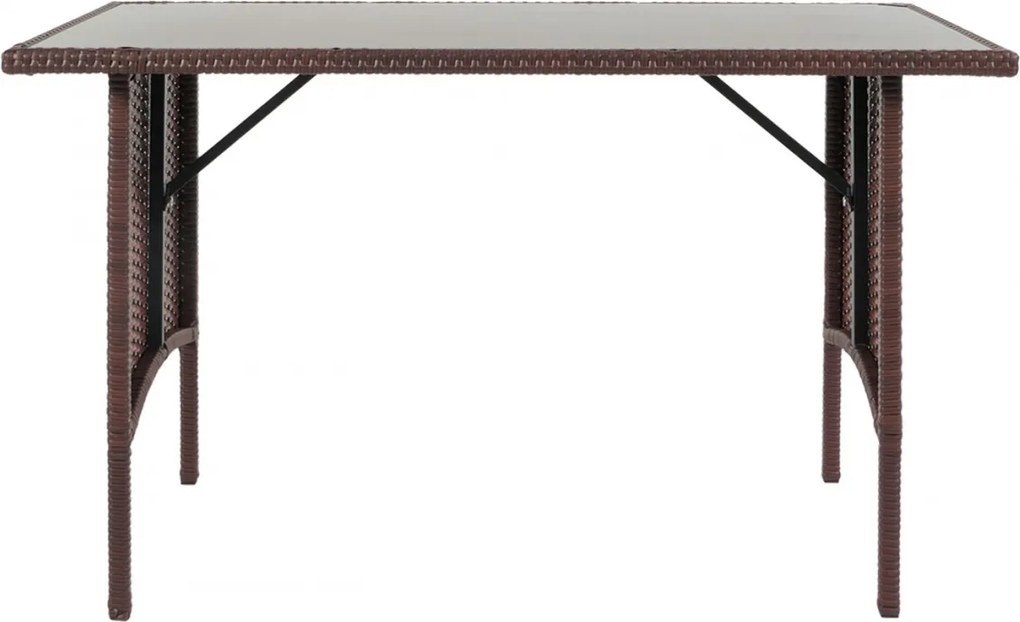 Polyratanový jedálenský stôl HWC-G16, 112x60cm - hnedá