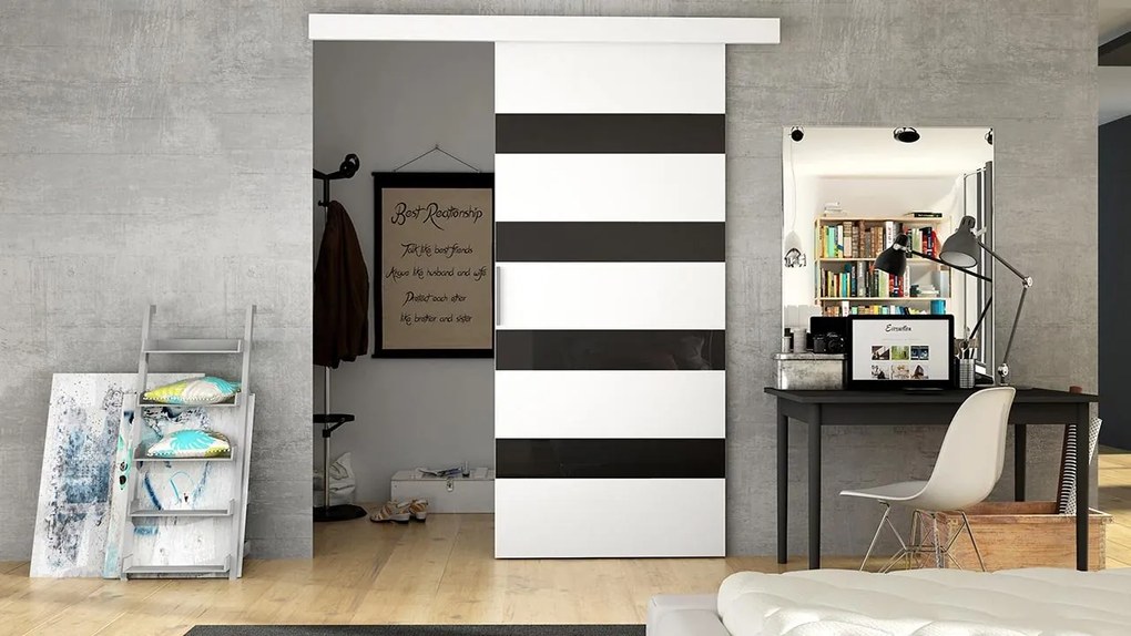 Posuvné dvere Rubi 70 V, Farby: choco / biely lacobel