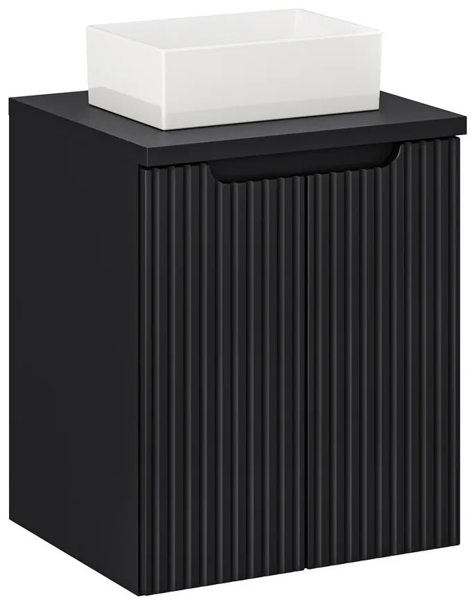 Závěsná skříňka Nova Black Gaja II s deskou a umyvadlem 50 cm černá
