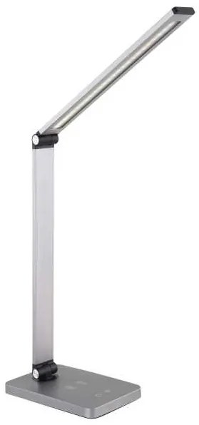 Stolná lampa Platinet 10 W, bezdrôtové nabíjanie + USB, strieborná