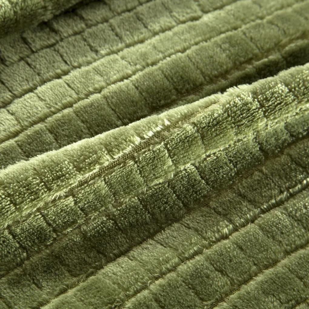 Deka z mikrovlákna s 3D efektom, olivovo zelená-PostelnePrehozy.sk
