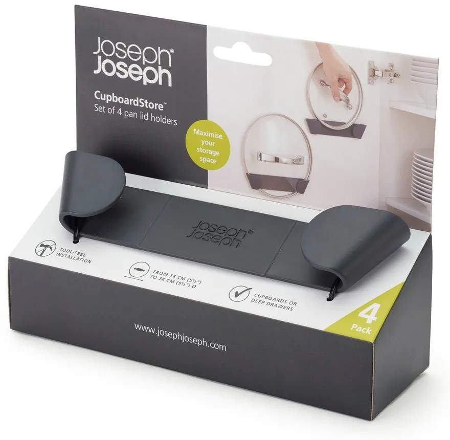 Plastové držiaky na pokrievky v súprave 4 ks bez vŕtania CupboardStore – Joseph Joseph