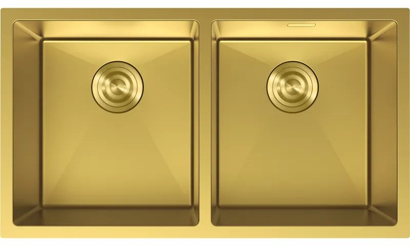 Mexen Binox, 2-komorový nerezový drez 800 x 450 mm, brúsená zlatá, 6421802000-55