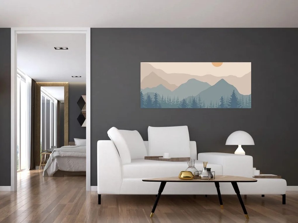Obraz - Tyrkysové hory N⁰1 (120x50 cm)