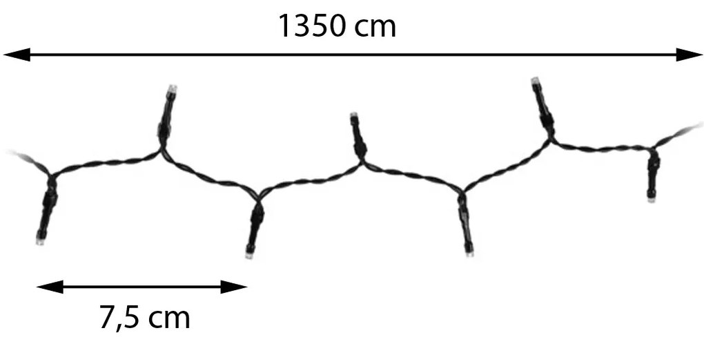 Vianočné svetielka 13,5 m/180 led studená biela