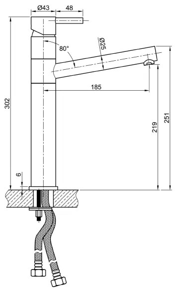 Sapho - Drezová batéria MINIMAL 30 cm, nerezová oceľ