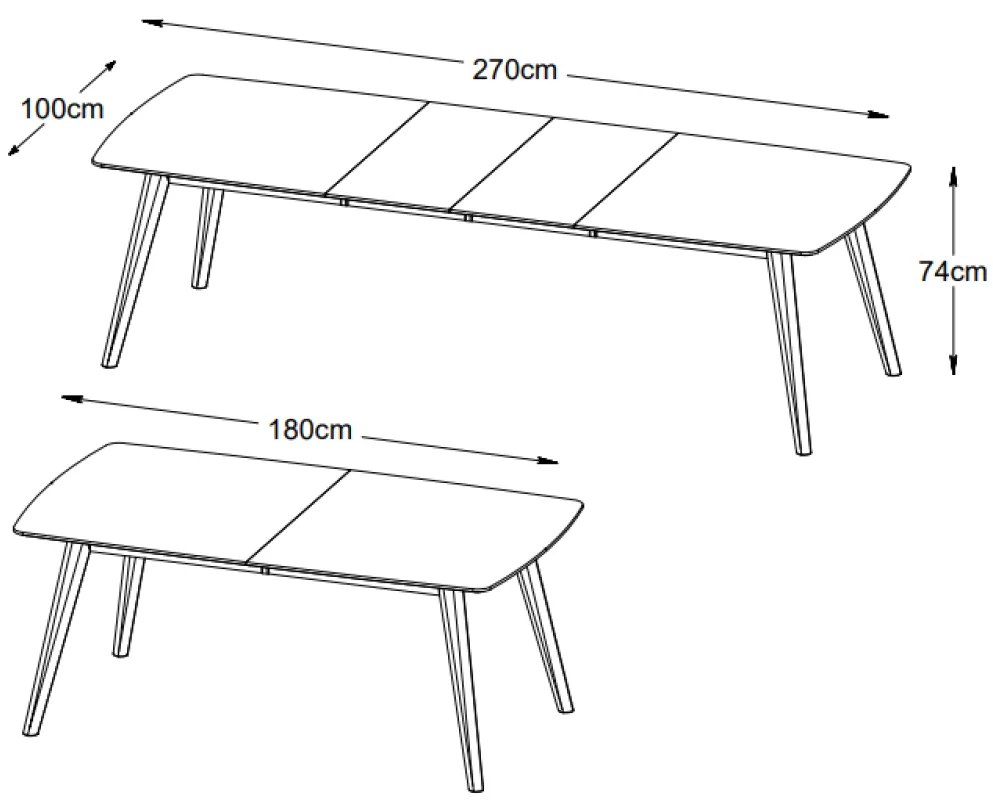 RHO MAXI JEDÁLENSKÝ STÔL 180/270 x 100 cm