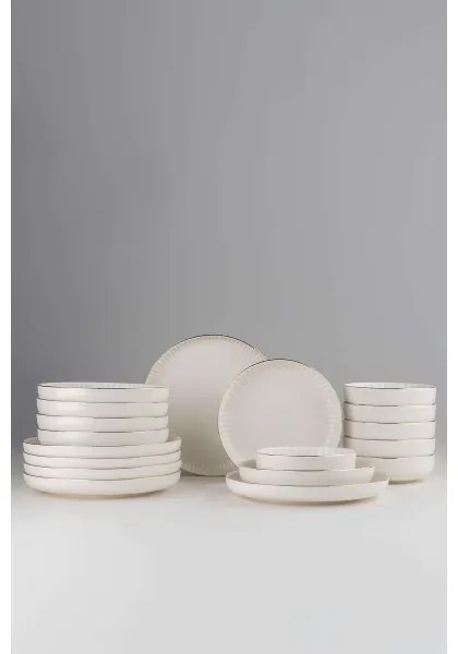 18-dielna jedálenská súprava biela/pozlátená/porcelán