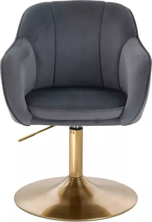 LuxuryForm DESIGN Stolička AVOLA VELUR na zlatom tanieri - tmavo šedá
