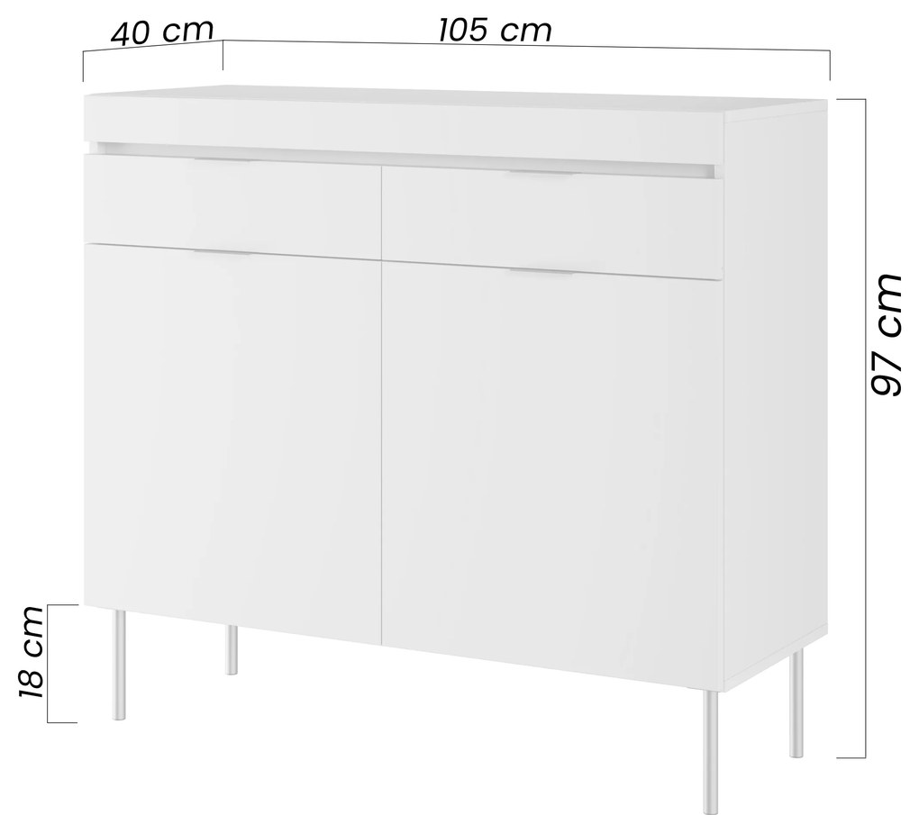 Komoda Sentia 105 cm s 2 zásuvkami - čierna / zlatá