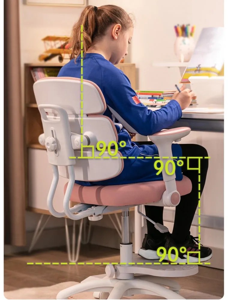 Detská rastúca stolička Neoseat KIDDY THREE — látka, prateľný poťah, tmavo ružová