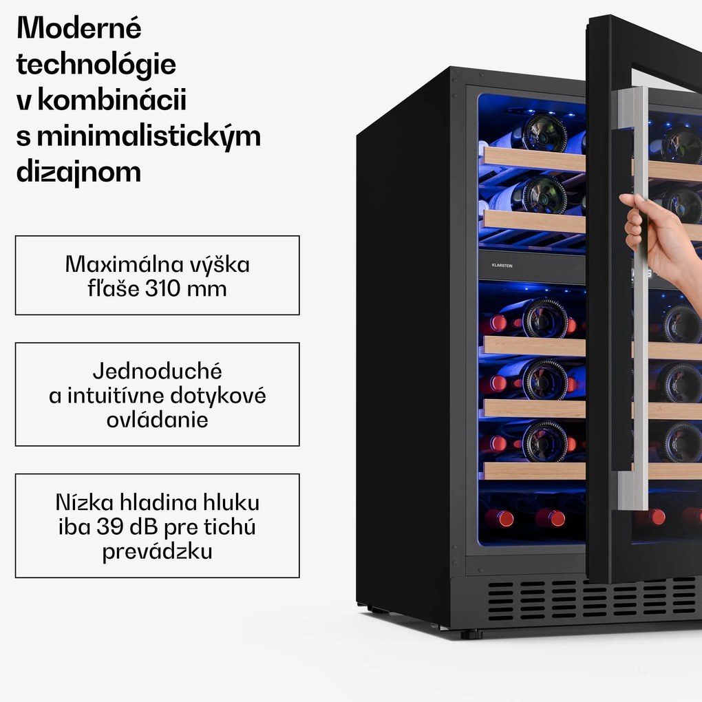 Klarstein Illuminosa vstavaná vinotéka | Dualzone | 129 litrov | 46 fliaš | 60 cm