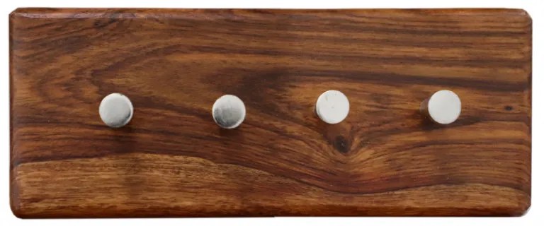 Vešiak na kľúče Tina s 4 háčikmi 25x10x2,5 indický masív palisander Natural