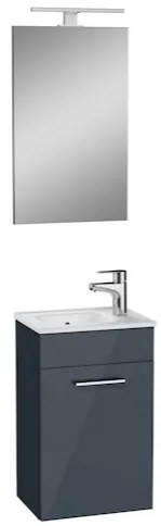 Kúpeľňová zostava s umývadlom, zrkadlom a osvetlením VitrA Mia 39x61x28 cm antracitový lesk MIASET40A, 1 ks