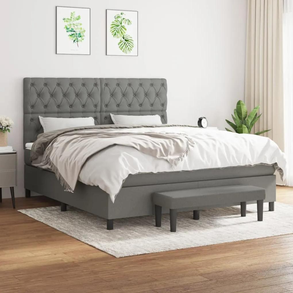 Boxspring posteľ s matracom tmavosivá 160x200 cm látka 3136846