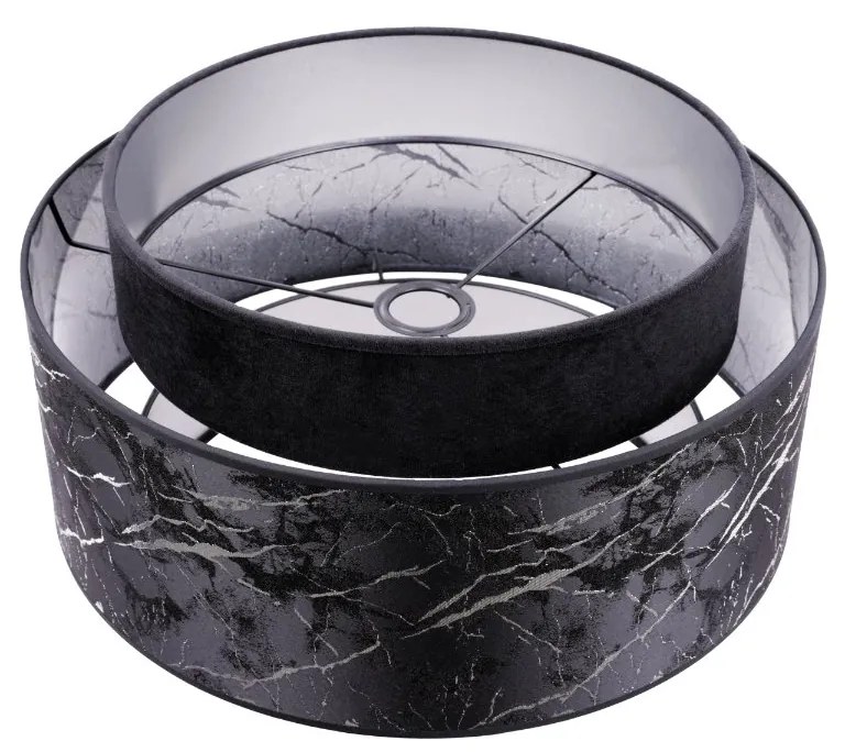 Závesné svietidlo Werona duo 3, 1x čierne textilné tienidlo so vzorom, s