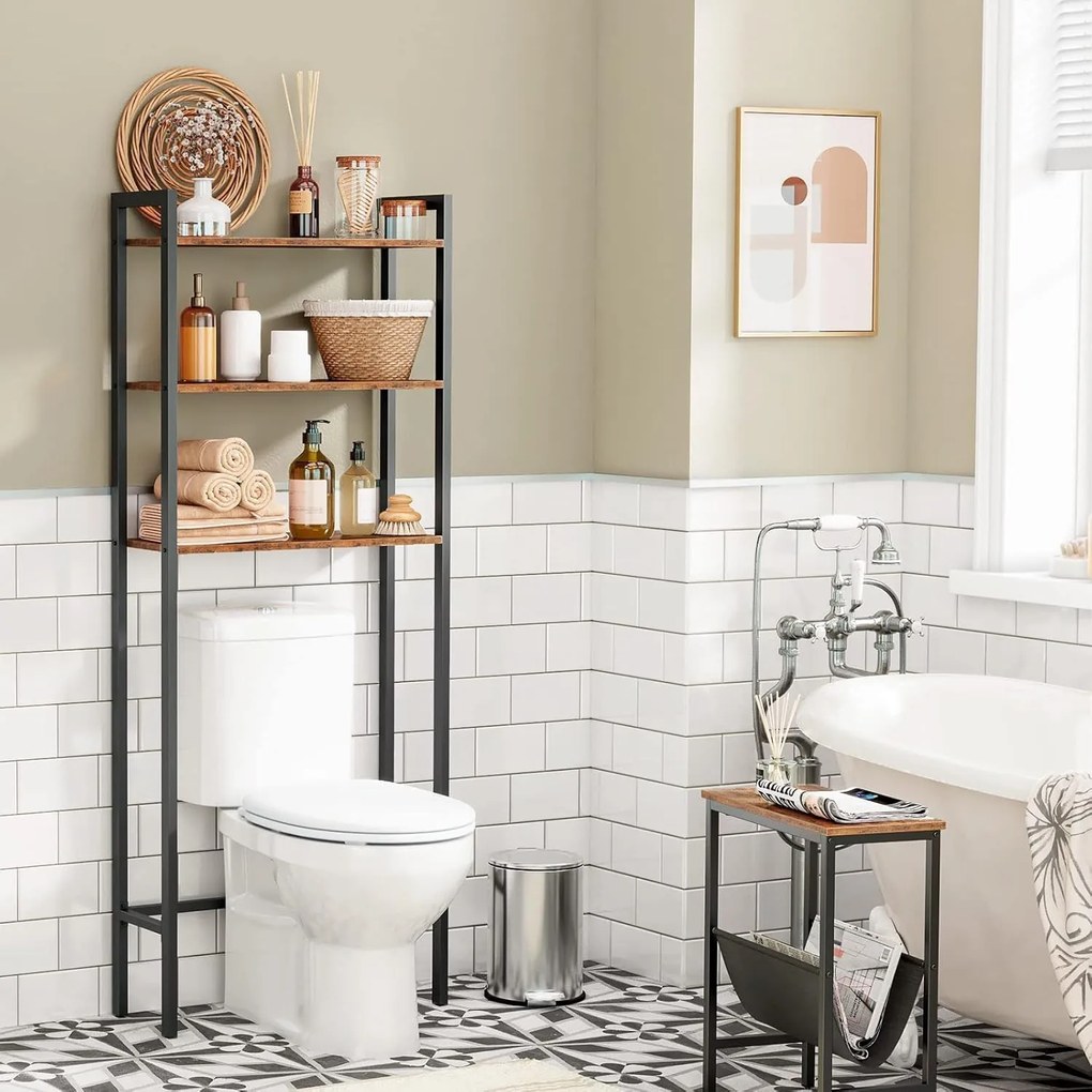 Koupelnový regál Vasagle Velaro černý/hnědý