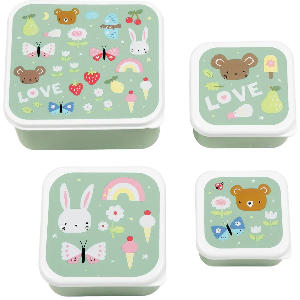 A Little Lovely Company - súprava štyroch desiatových škatuliek - radosť