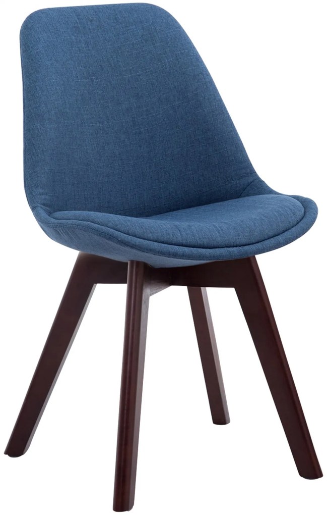 Stolička Borne V2 - látka, drevené nohy orech - Modrá