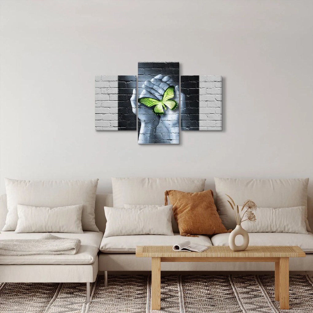 Obraz - Zelený motýľ v stene (90x60 cm)