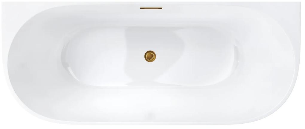 D‘Eluxe - VANE - Voľne stojaca akrylátová vaňa DREAMLINE MN29L xcm Voľne stojaca vaňa biela 159 75 58 159x75cm biela + Sifón CLIK CLACK - farba Zlatá