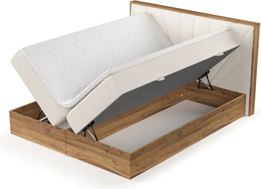 Boxspring posteľ s úložným priestorom v krémovo-prírodnej farbe 180x200 cm Asahi – Maison de Rêve