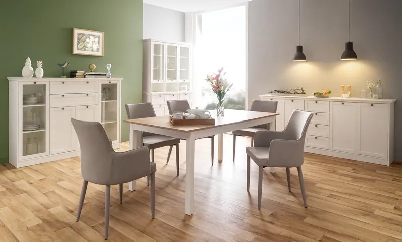 Široká úložná vitrína Landwood, biela