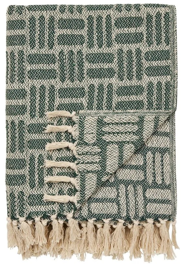 Zelená deka z recyklovanej bavlny 130x180 cm Adana – House Nordic