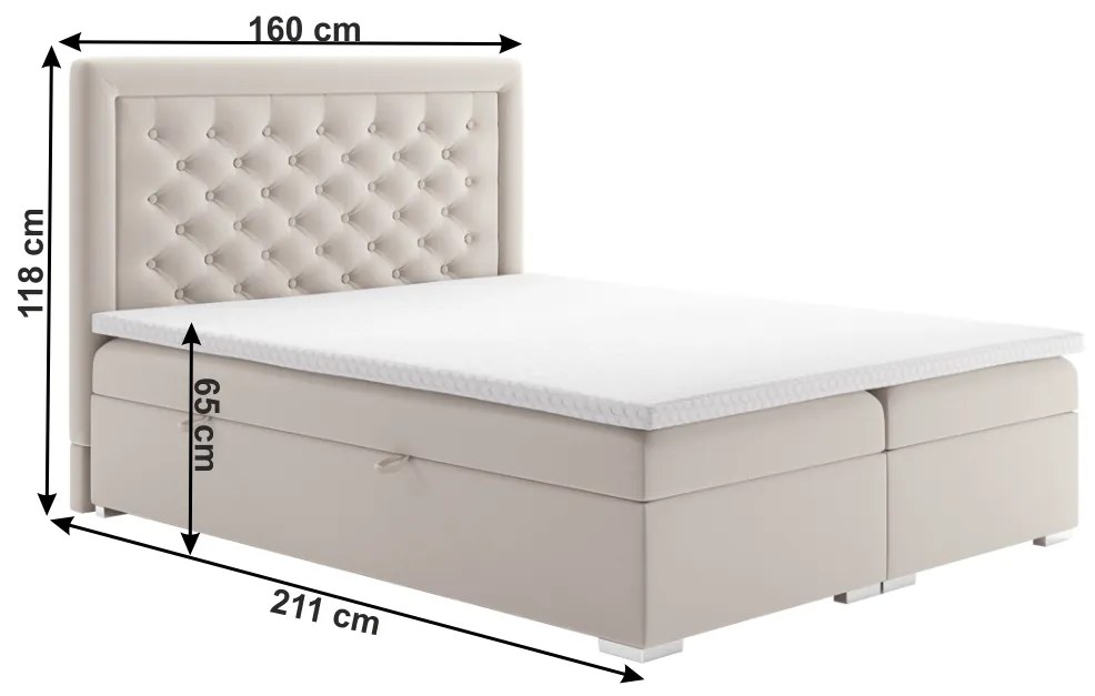 Tempo Kondela Posteľ boxspring, krémová, 160x200, DORMAN