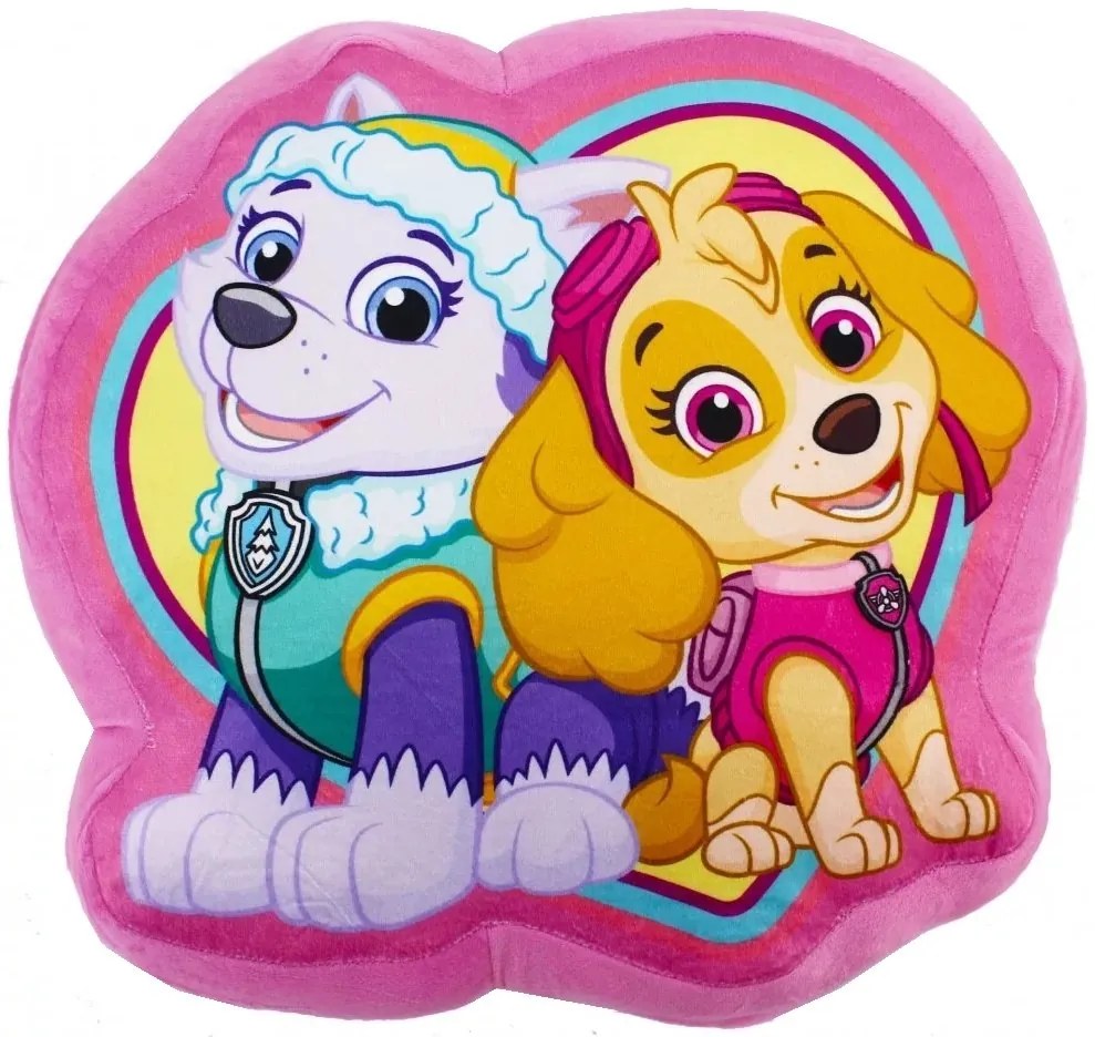 Tvarovaný 3D vankúšik Tlapková patrola - Paw Patrol - Skye a Everest - 36 x 36 cm