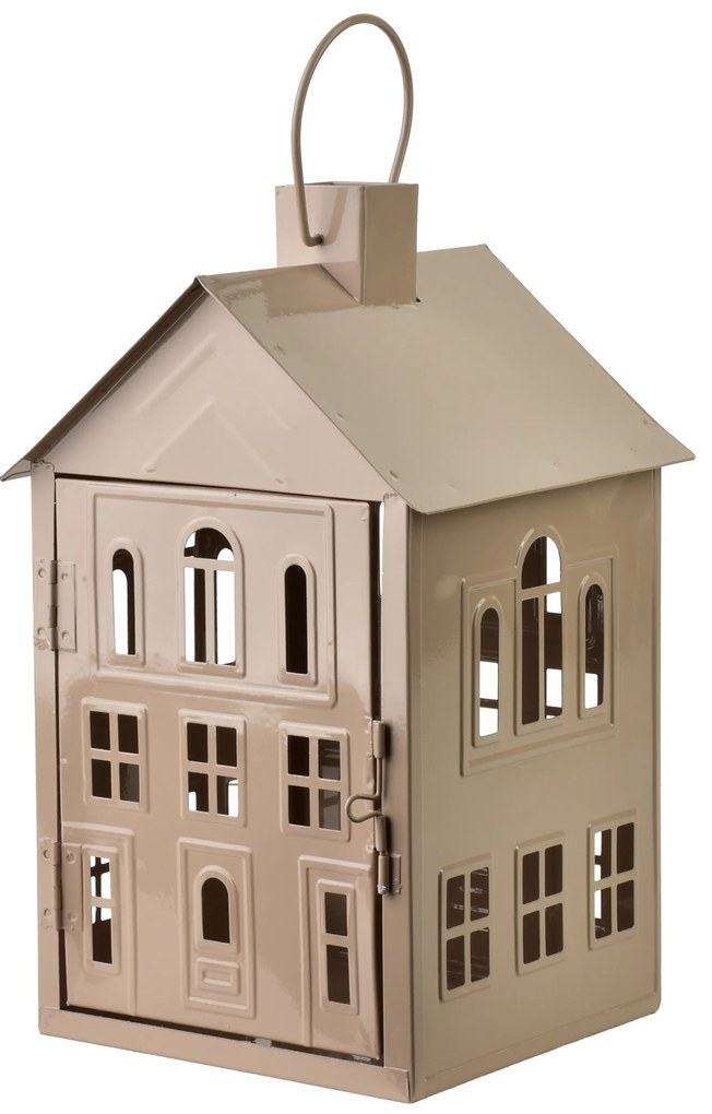 Kovová lucerna Roger 20,3x20x33,8 cm béžová