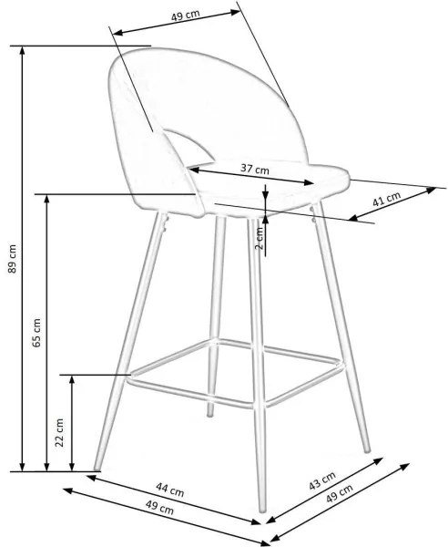 Barová stolička 89x49 cm šedá/čierna