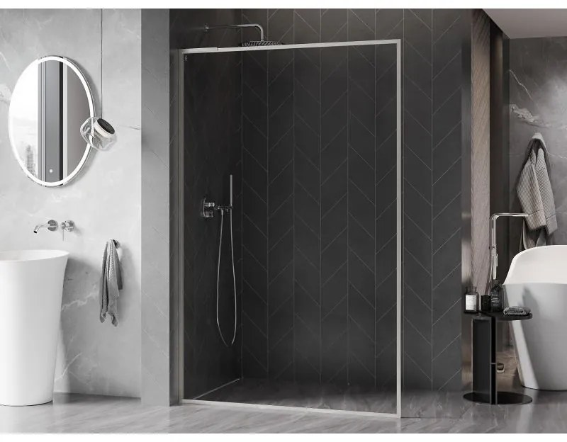 Mexen, Mexen Kioto-XF L sprchová stena s rámom 120 x 202 cm, priehľadná 10 mm, matný nikel - 800-120-174-97-00-XF